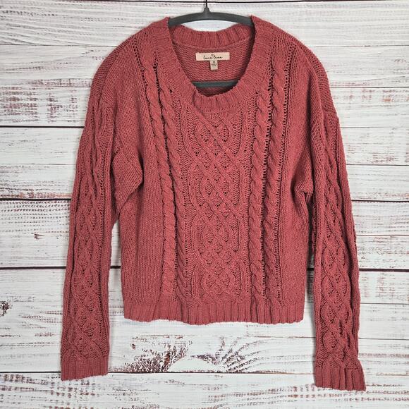 Love Tree Sweaters - Love Tree Pink Chunky Cable Knit Sweater Sz M Fisherman Style Cozy Warm Gorpcore